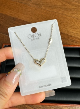 古丽古丽S925纯银气质百搭高级感感轻奢可爱爱心锁骨项链05792