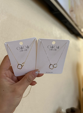 古丽古丽S925纯银双环精致百搭时尚款温柔项链高级感锁骨链01853