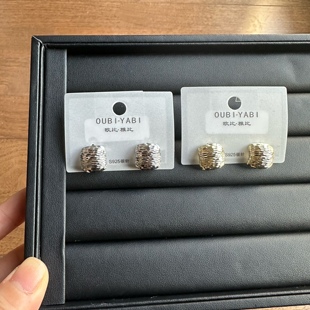 轻奢ins气质百搭通勤金属方款 欧比雅比冷淡风高级感法式 耳环7845