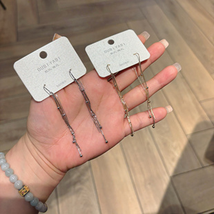 欧比雅比流苏飘逸豆豆耳线精致温柔法式长款气质耳坠耳链51091