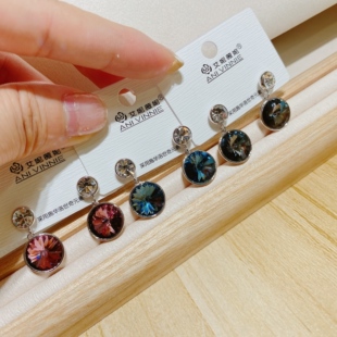 艾妮薇妮新款甜美网红水晶款时尚气质个性夸张韩风耳环9616