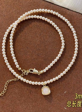 欧比雅比珍珠温柔百搭玛瑙饰品法式锁骨链高级感精致项链05085