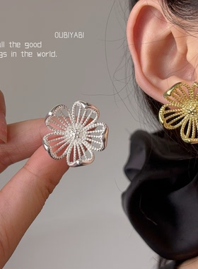 欧比雅比S925银针韩版小众设计感大花耳环韩系复古款INS风51924