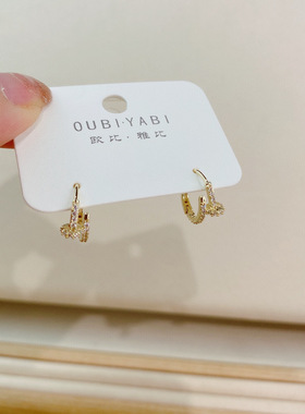 欧比雅比新款甜美时尚气质简约钉子耳扣款流苏淑女百搭耳环7528