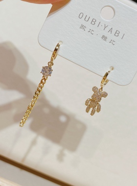 欧比雅比新款甜美网红时尚气质个性夸张淑女AB小熊款耳环6903