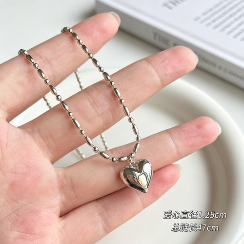 欧比雅比合金爱心项链女简约甜美气质瓜子链形锁骨链23191