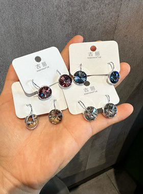 古丽耳环采用施家水晶圆镶高级感精致百搭冷淡风发饰耳环01427