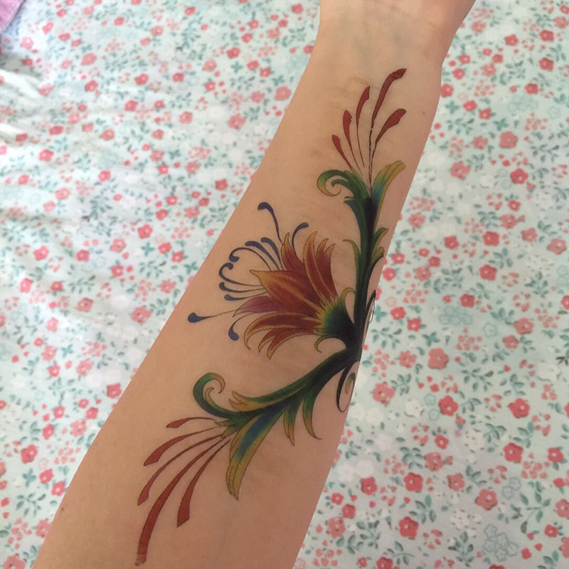 酷玩天下纹身贴防水女立体翅膀 欧美图腾遮疤痕刺青纹身贴纸