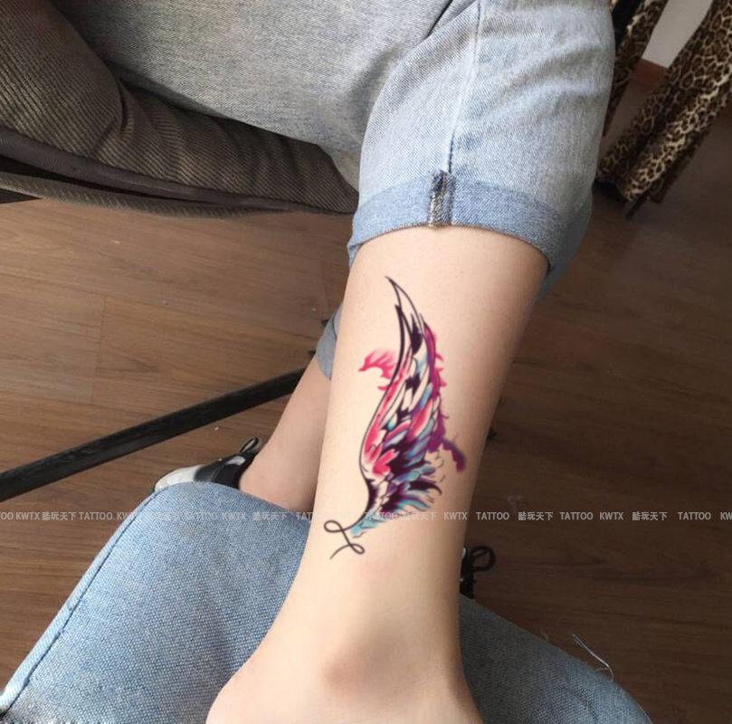 酷玩天下纹身 彩色水墨魔幻羽翼翅膀  遮挡疤痕防水 纹身贴纸