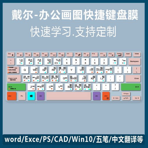 适用戴尔灵越7000Ins7370 5370  7373办公表格PPT快捷键盘贴膜WPS