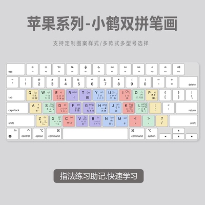 适用苹果MacBookPro Air五笔小鹤双拼笔记本电脑OS快捷功能键盘膜