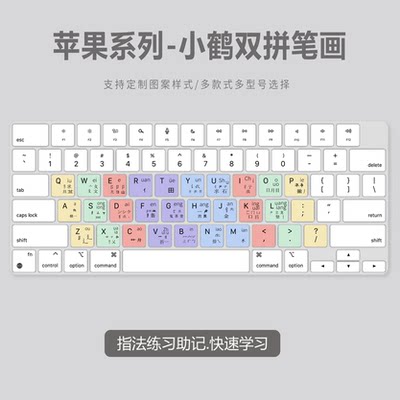 适用苹果MacBookPro Air五笔小鹤双拼笔记本电脑OS快捷功能键盘膜