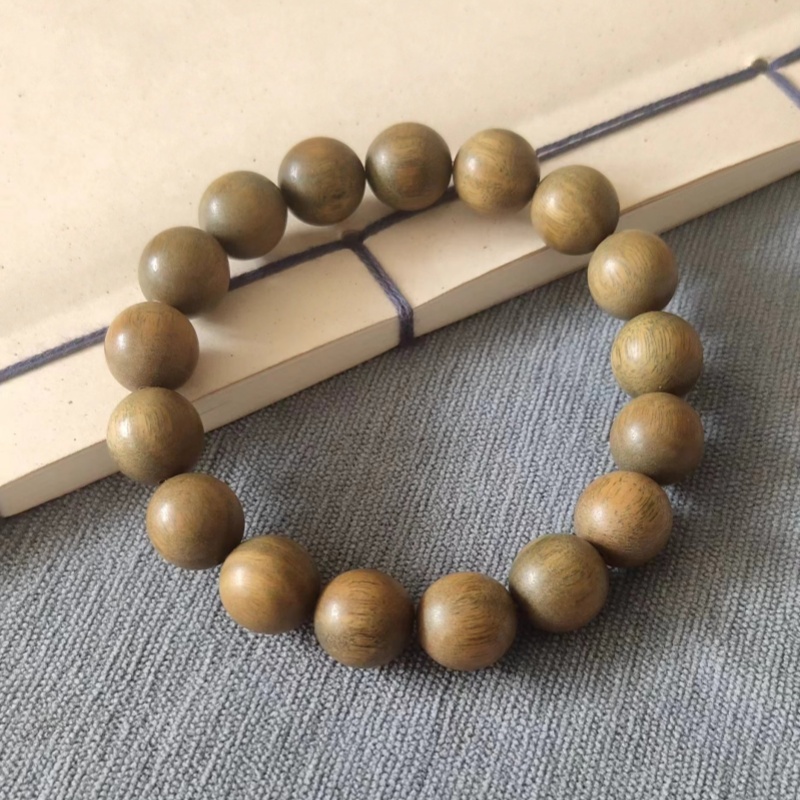 沉水老料天然绿檀手串