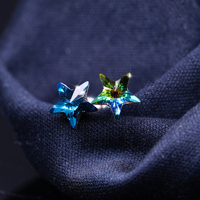 rockboil钛钢日韩水晶爆闪耳骨钉