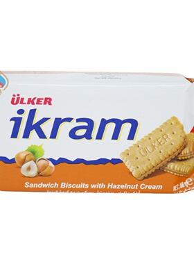 ULKER优客牌ikram榛子奶油夹心饼干58g袋装土耳其进口休闲零食