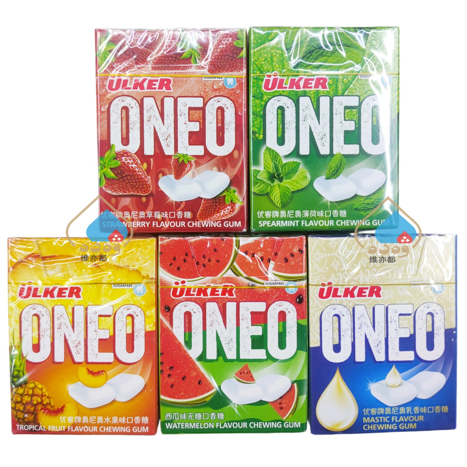 ULKER优客薄荷味木糖醇口香糖27g乳香草莓水果oneo土耳其进口零食
