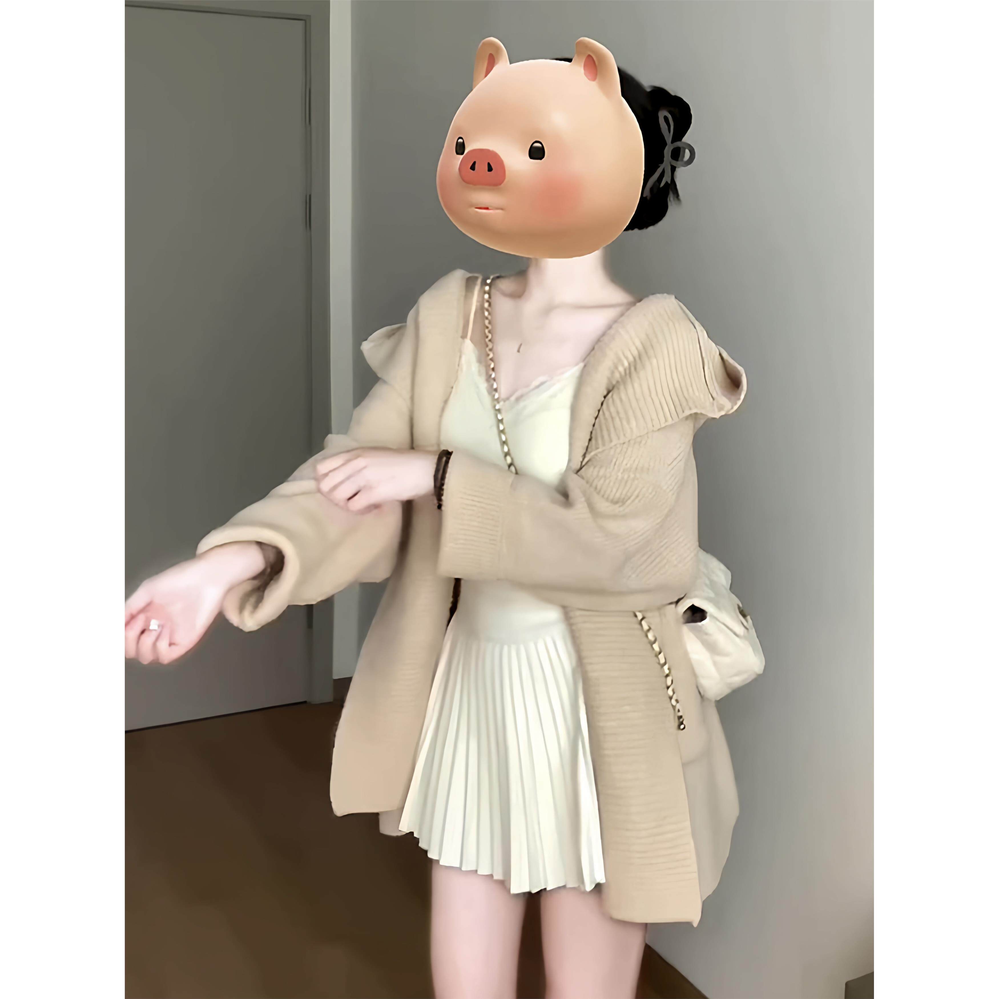 新款韩系慵懒风中长款毛衣外套女早秋高级感连帽针织开衫上衣