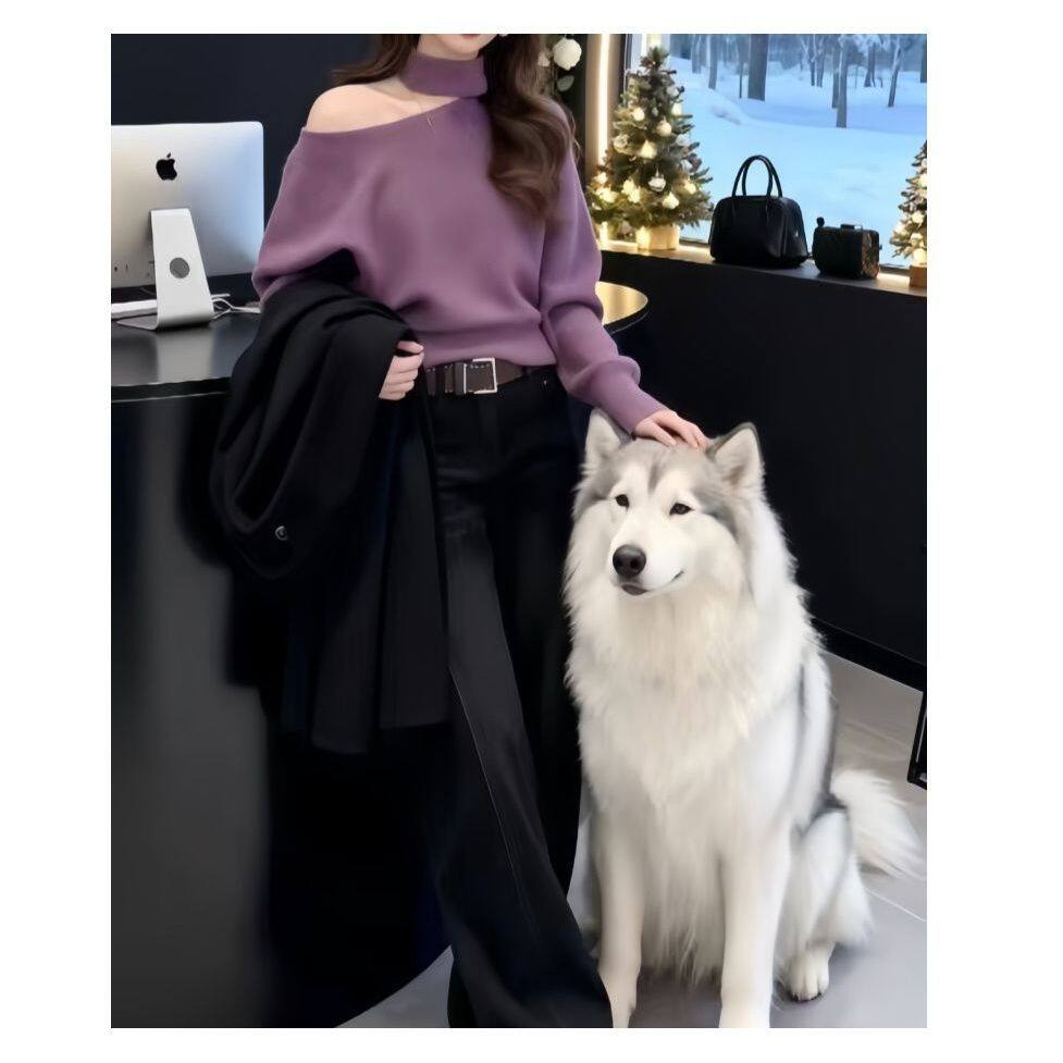 2026新款时尚设计感针织长袖t恤女早春季新款修身上衣内搭打底衫