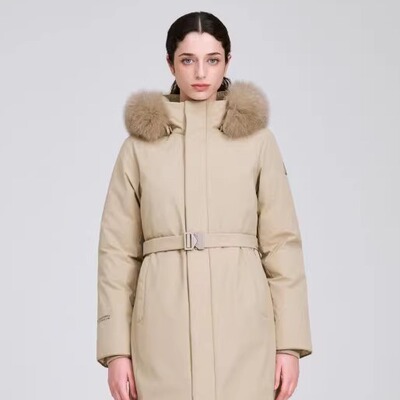 EIDER 韩国代购直邮25款冬女户外运动长款连帽鹅绒羽绒服DWW25528