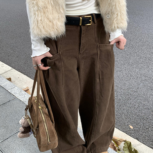 直筒百搭长裤 YILANN2025新款 裤 韩系咖色高腰宽松高级感工装 秋季