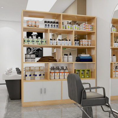 理发店展示柜落地置物架柜子美容院产品陈列柜美发店展柜发廊货柜