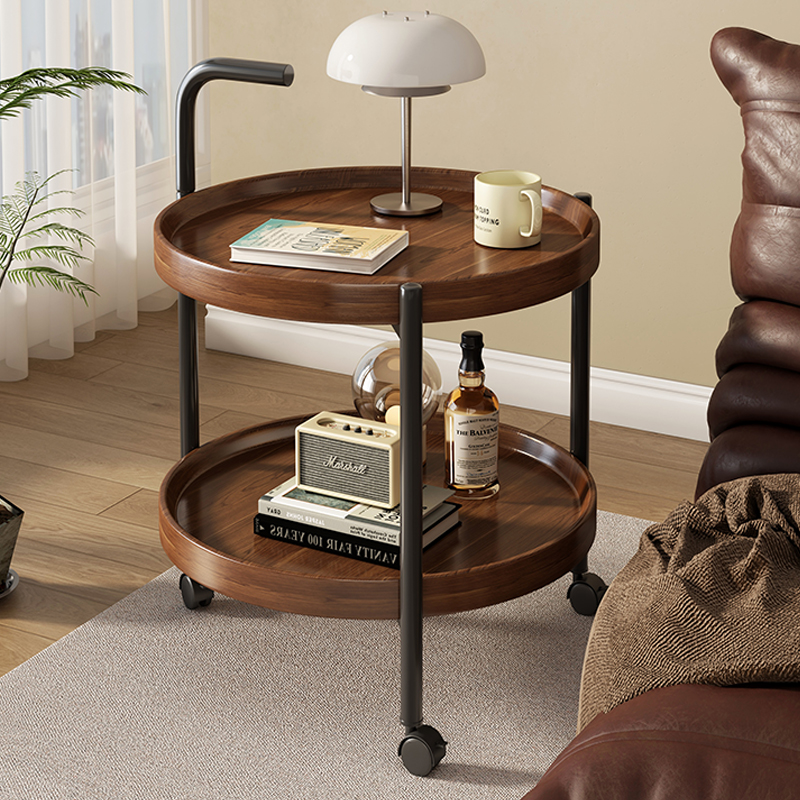 中古风可移动茶几小推车客厅家用2025新款小户型圆桌置物架床头柜