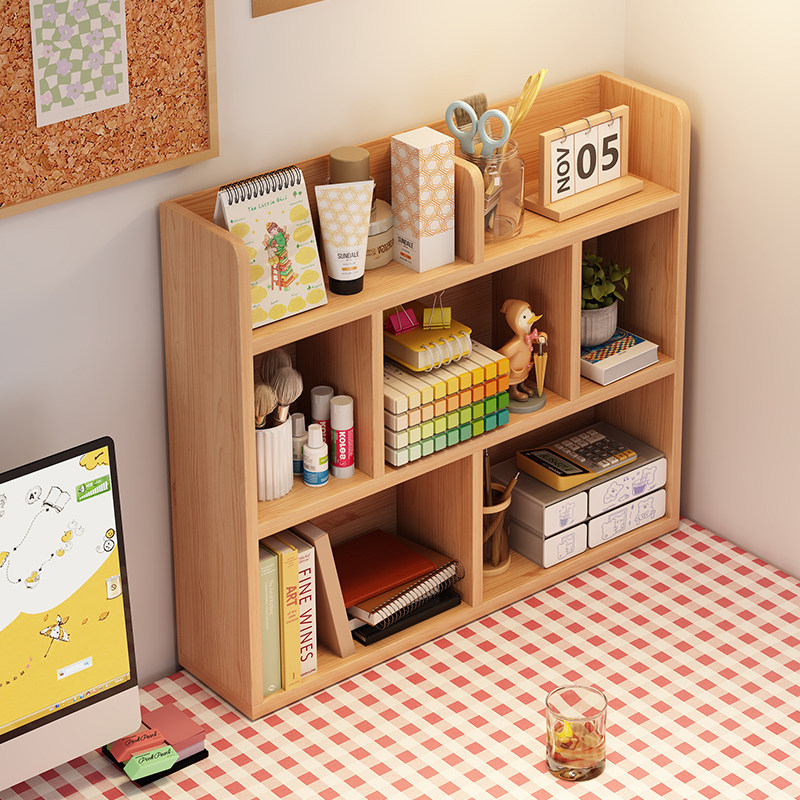 实木桌上书架桌面转角小柜子不占地方多层储物架电脑桌小型置物架