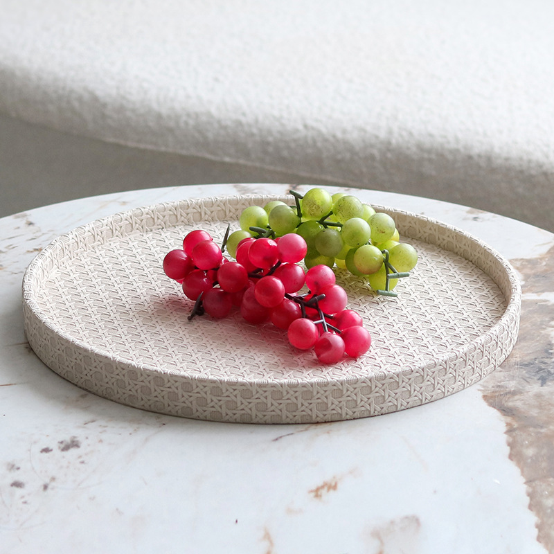 法式轻奢软装饰品藤格纹收纳托盘