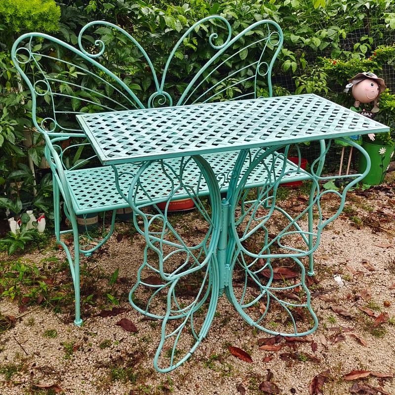 北欧风花园复古庭院蝴蝶铁艺桌椅