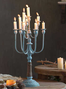 铁艺烛台摆件浪漫复古做旧餐桌