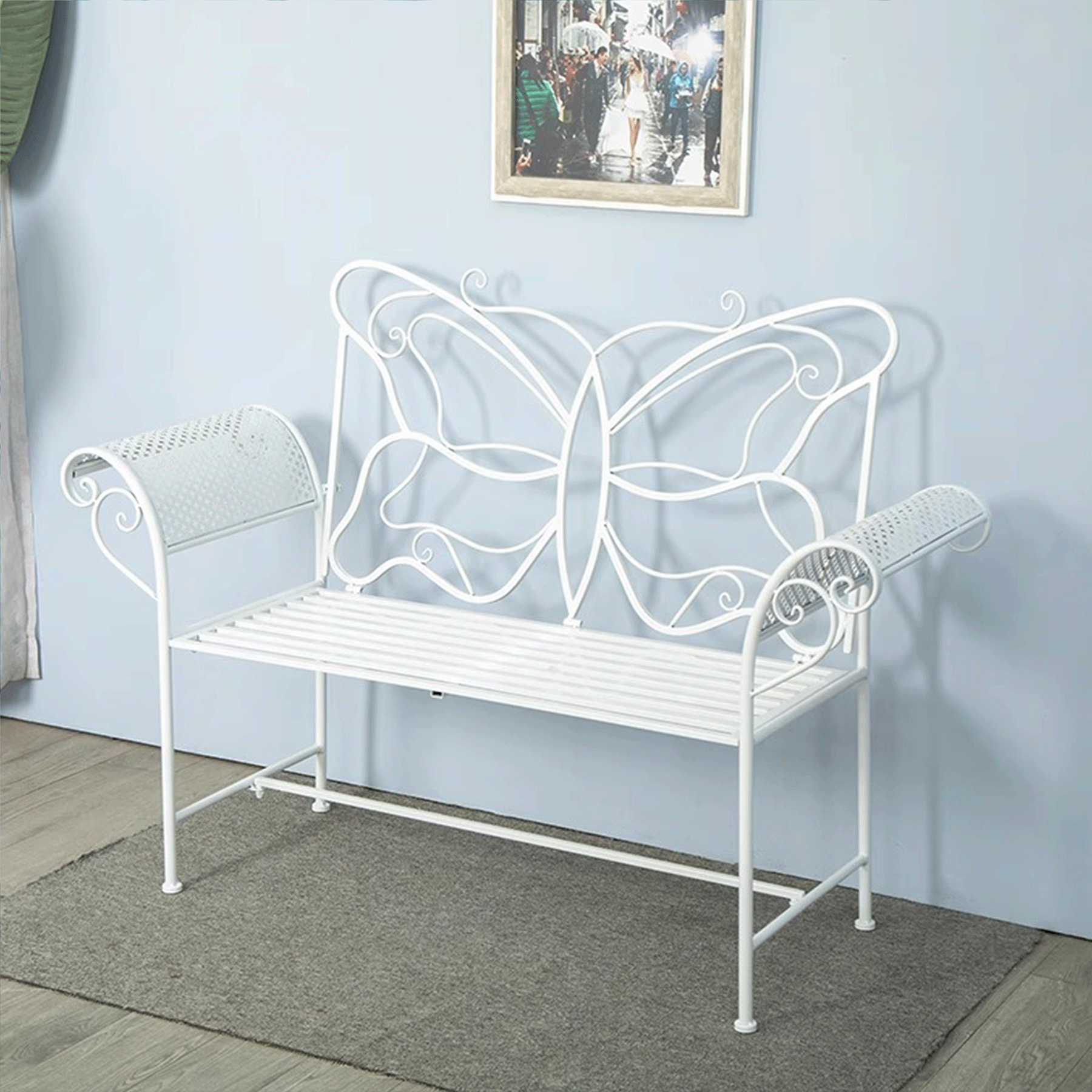 欧式铁艺蝴蝶双人椅户外靠背椅