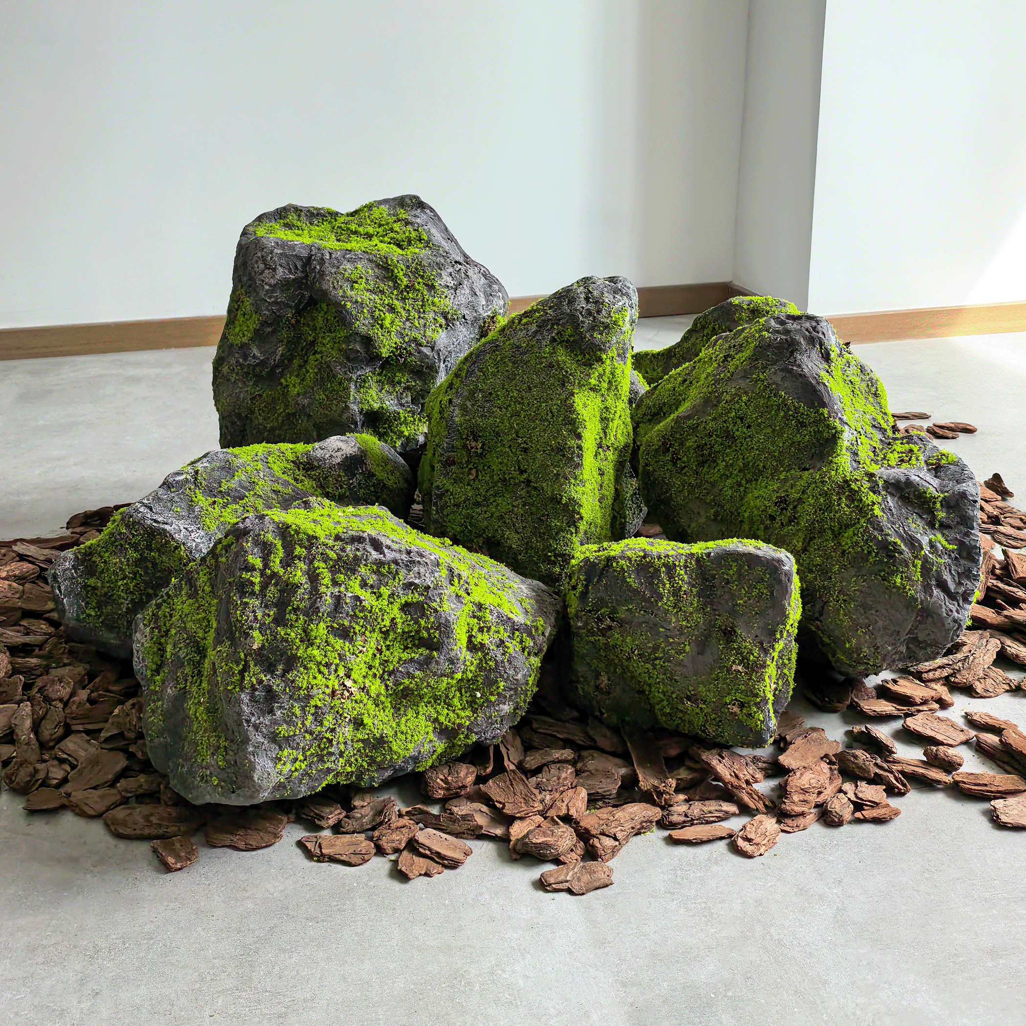 仿真青苔岩石样板间室外庭院摆件