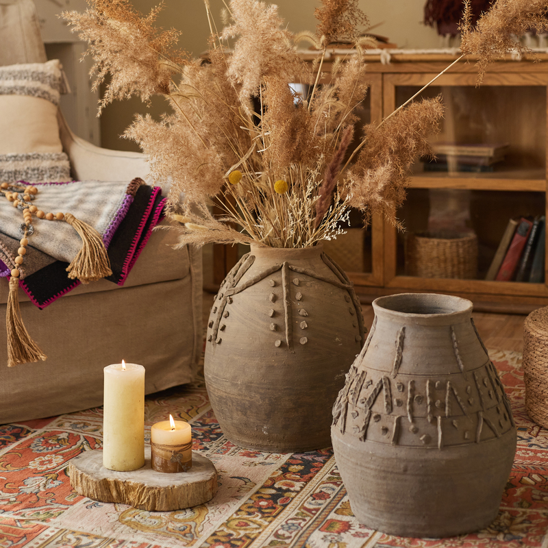 欧式复古做旧土陶花瓶园艺摆件