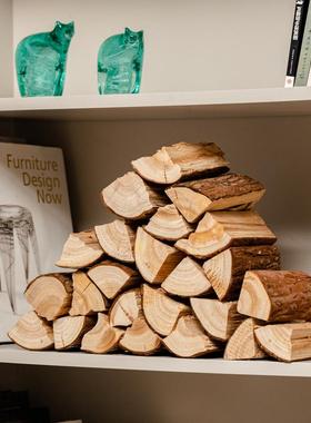 原木壁炉柴堆摆件实木客厅装饰品