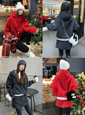 原版含羊毛面料 SG / 杨依姗 AW毛呢感套装 连帽卫衣+半身裙