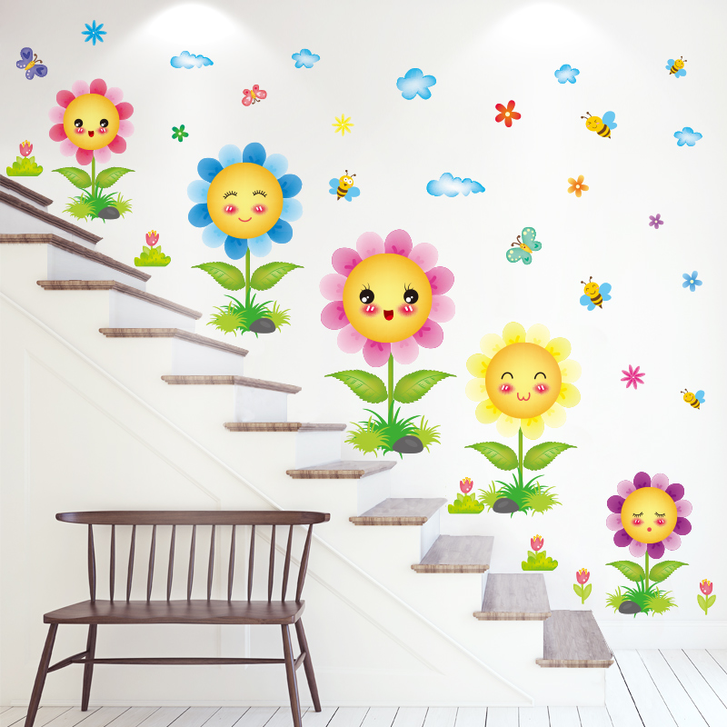 幼儿园环创墙面装饰 楼梯贴台阶贴卡通动物贴纸恐龙墙贴画小图案图片