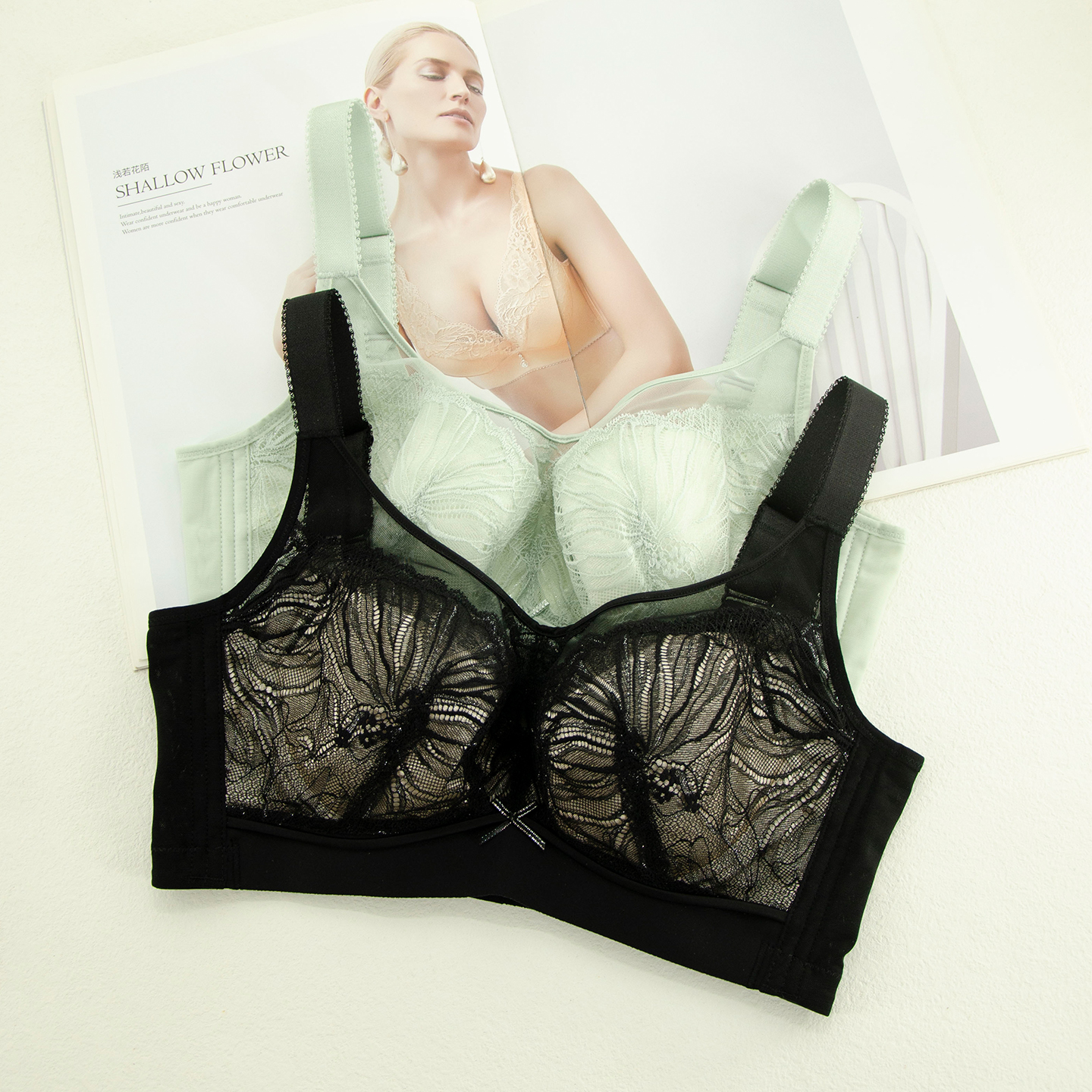 梵歌佰棠大胸显小薄款文胸F42572上托防下垂收副乳调整型内衣女