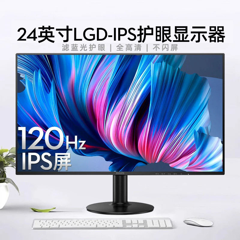 飞利浦24英寸显示器LGDIPS办公台式电脑高清副屏幕监控24E2N1110S