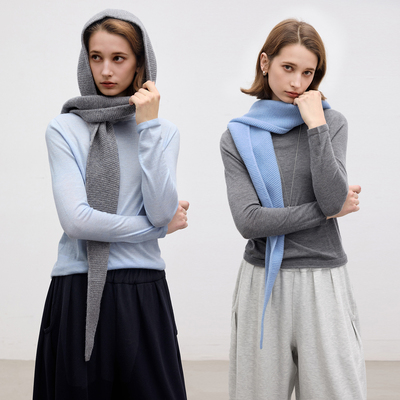 Dotdrobe多着 既是帽子也是围巾 100%羊毛多功能叠搭帽子围巾女