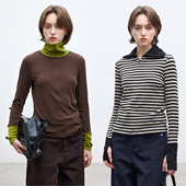 可调节海军领 撞色袖 口长袖 Dotdrobe多着 T恤女秋冬打底衫 两色入