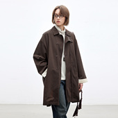 两色入 日系不规则门襟双排扣短风衣女早秋 Dotdrobe多着 天丝棉