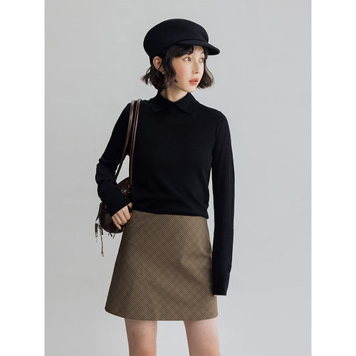 多着TR混纺面料小A短款半身裙