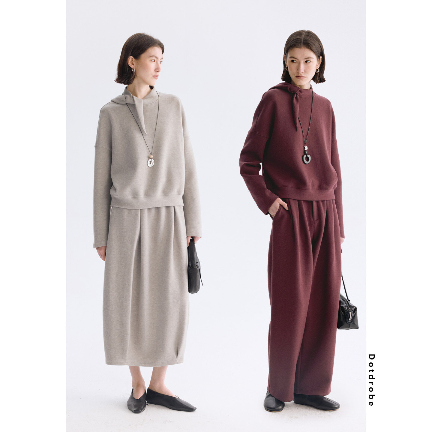 Dotdrobe多着 短飘带装饰 半高领卫衣卫裙卫裤套装女早春书卷气,女装/女士精品,时尚套装,淘宝优惠券,粉丝福利购,淘宝优惠卷