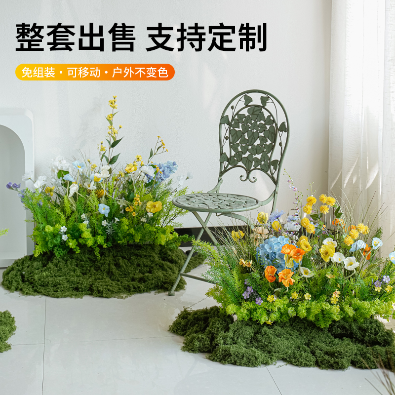 仿真绿植造景组合摆设热带植物隔断花槽花箱仿生假花室内景观装饰