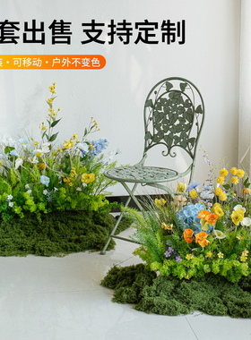 仿真绿植造景组合摆设热带植物隔断花槽花箱仿生假花室内景观装饰