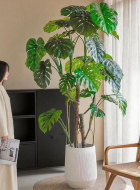 大型仿真绿植龟背竹客厅仿生室内植物盆栽摆件落地装饰假龟背树