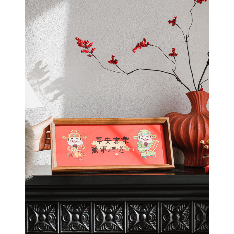 创意新中式相框桌面摆件家用五福临门摆台礼物新年客厅玄关装饰画