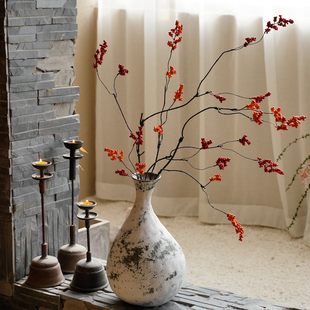 山归来假花仿真花红果发财果浆果新中式侘寂风客厅插花干花摆件