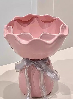 新家情绪稳定花瓶客厅陶瓷花瓶摆件新婚高级感手捧花礼品插花装饰
