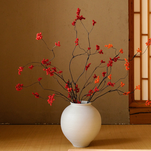 发财果仿真花山归来新年摆设家居手工红果落地装饰年宵花客厅假花